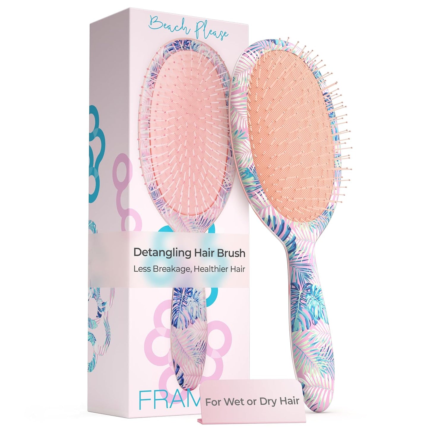 Pink Hair Brush Detangler, Detangling Hairbrush for Women, Wet Hair Brush for Girls, Hair Detangler Brush, Wet Hairbrush, Hairbrushes, Girls Hairbrush Detangler, Reduces Frizz - Floral