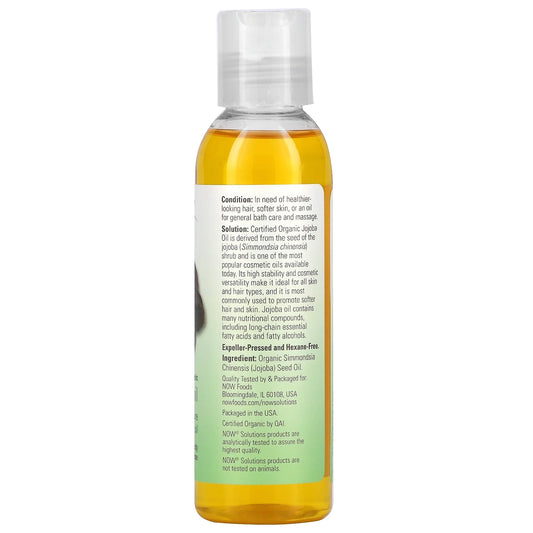 Solutions, Organic Jojoba Oil, Moisturizing Multi-Purpose Oil for Face, Hair and Body, 4-Ounce