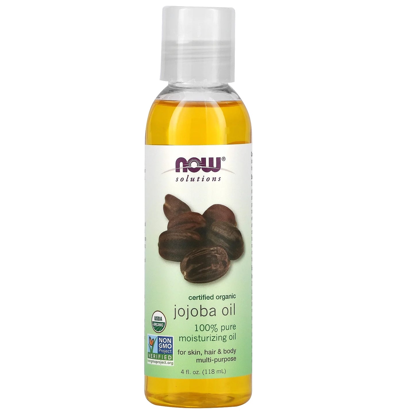 Solutions, Organic Jojoba Oil, Moisturizing Multi-Purpose Oil for Face, Hair and Body, 4-Ounce
